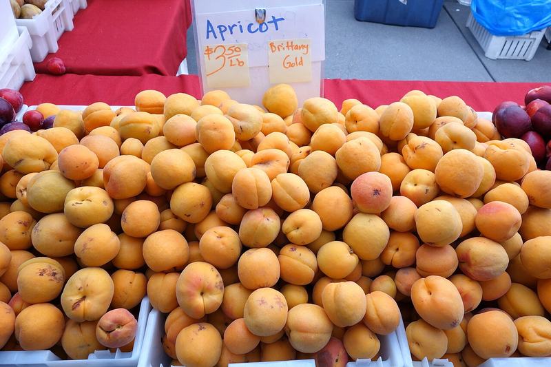 Ripe apricots at a market