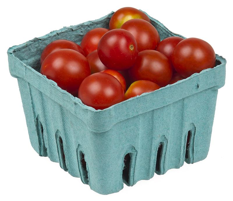 A basket of red cherry tomatoes